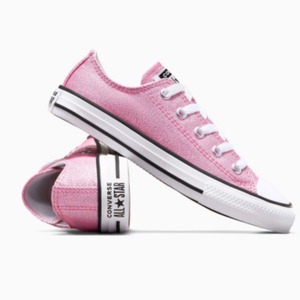 Converse Chuck Taylor All Star Pink Glitter Low Top Sneaker Sparkle EUC 5.5